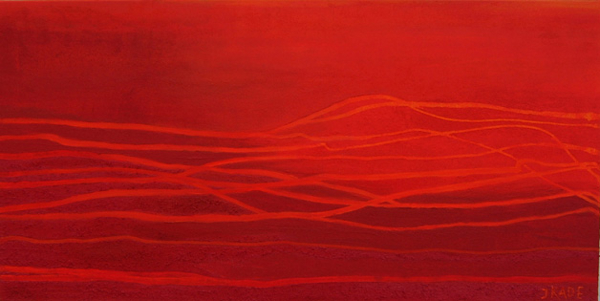 Landschaft in Rot-Acryl-Sand-Pigmente-Leinwand-80x150cm-2014-verk.